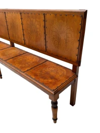 Art Nouveau Extra Large Hall Bench, Elm and Beech, Dutch Design, 1900s